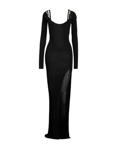 Gcds Woman Maxi Dress Black Size Xxl Viscose, Polyamide, Metal