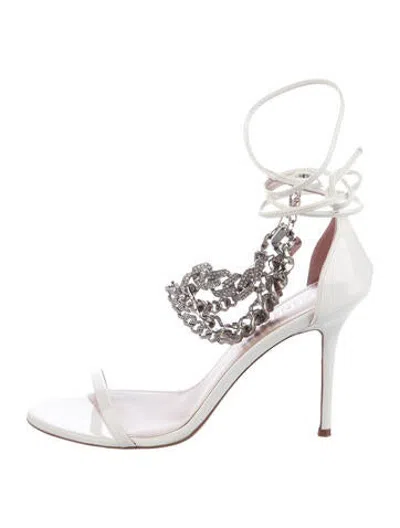 Pre-owned Gedebe Patent Leather Crystal Embellishments Sandals In Silver