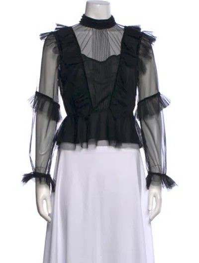Pre-owned Geisha Designs Mock Neck Long Sleeve Top In Black
