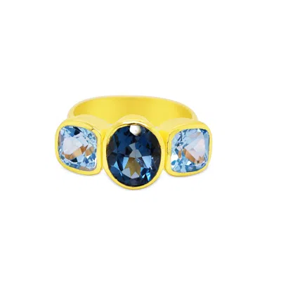 Gem Bazaar Jewellery Women's Gold / Blue The London Ring In Multi
