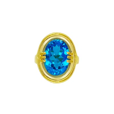 Gem Bazaar Jewellery Women's Gold / Blue The Swiss Topaz Heritage Ring In Multi