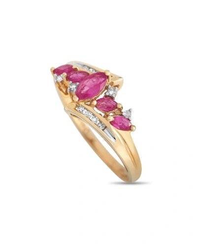 Gemstones 14k 0.09 Ct. Tw. Diamond & Ruby Ring In Gold