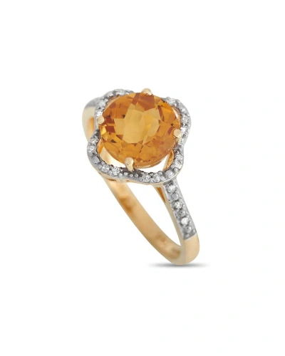 Gemstones 14k 0.10 Ct. Tw. Diamond & Citrine Quatrefoil Ring In Gold
