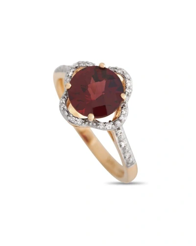Gemstones 14k 0.10 Ct. Tw. Diamond & Garnet Quatrefoil Ring In Gold