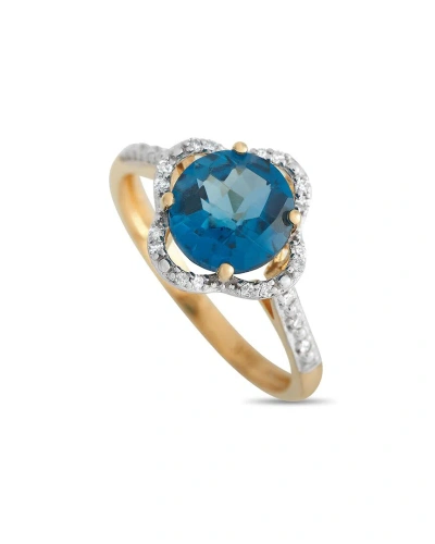 Gemstones 14k 0.10 Ct. Tw. Diamond & Topaz Quatrefoil Ring In Gold