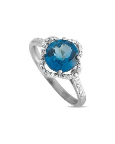 Gemstones 14k 0.10 Ct. Tw. Diamond & Topaz Quatrefoil Ring In Metallic