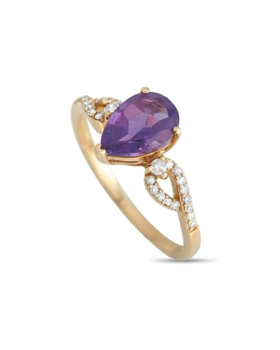 Gemstones 14k 0.15 Ct. Tw. Diamond & Amethyst Ring In Gold