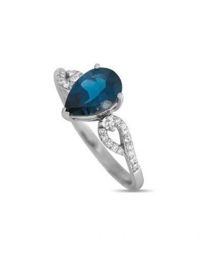 Gemstones 14k 0.15 Ct. Tw. Diamond & Topaz Ring In Metallic