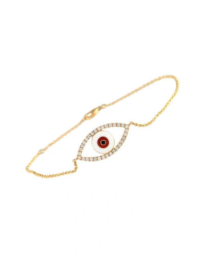 Gemstones 14k 0.35 Ct. Tw. Diamond Evil Eye Bracelet In Gold