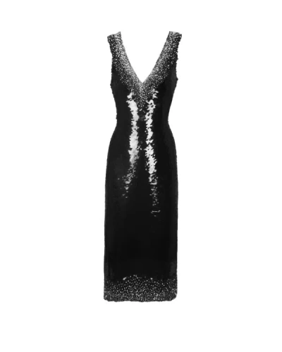 Gemy Maalouf Fitted Sequins Black Dress - Midi Dresses