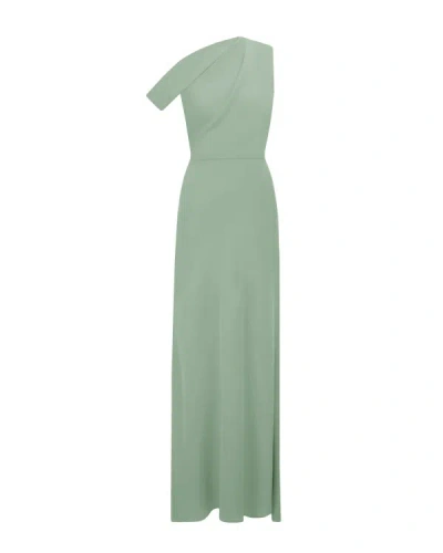 Gemy Maalouf Mint Crepe Long Dress - Long Dresses In Green