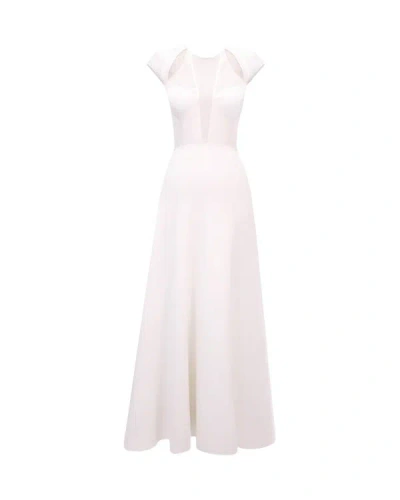Gemy Maalouf White Knit Midi Dress With Cut-outs - Midi Dresses