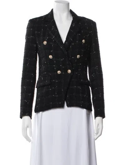 Pre-owned Generation Love Tweed Pattern Blazer In Black
