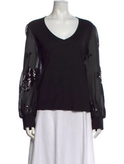 Pre-owned Generation Love V-neck Long Sleeve Blouse In Black
