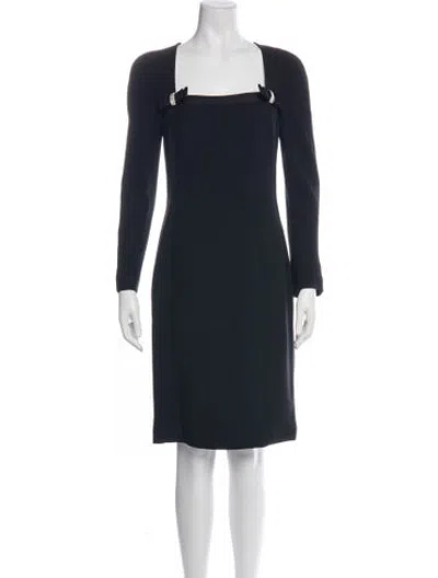Pre-owned Genny Square Neckline Knee-length Dress In Blue