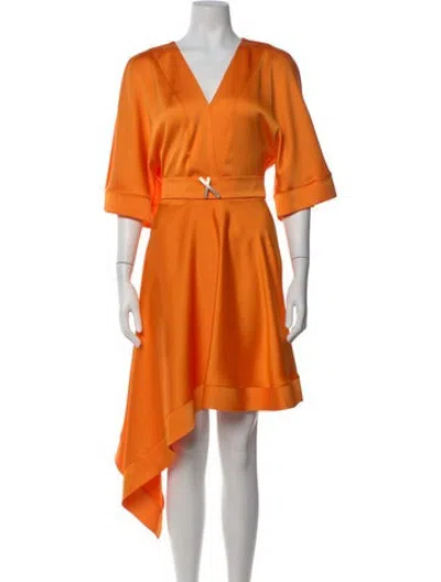 Pre-owned Genny V-neck Mini Dress In Orange