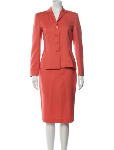 Pre-owned Genny Wool Skirt Suit In Orange