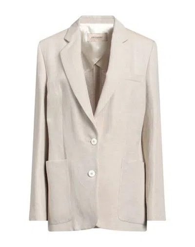 Gentryportofino Woman Blazer Beige Size 10 Linen, Cotton