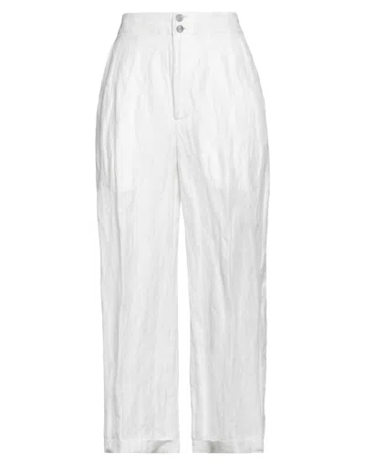 Gentryportofino Woman Pants White Size 12 Cotton, Linen, Metallic Fiber