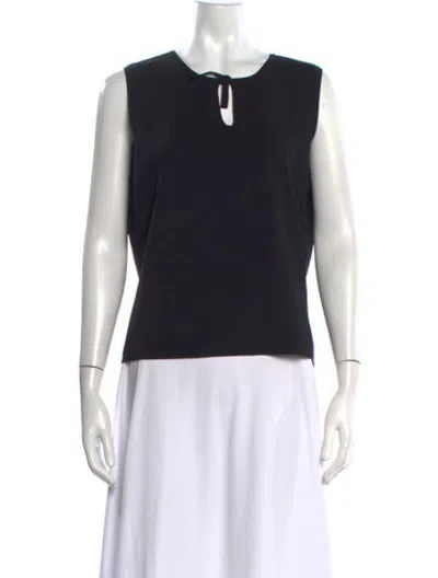 Pre-owned Geoffrey Beene Tie Neck Sleeveless Top In Black