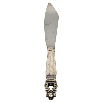 Pre-owned Georg Jensen Denmark Sterling Silver Acorn Pattern Cake Knife #26295 In Multiple