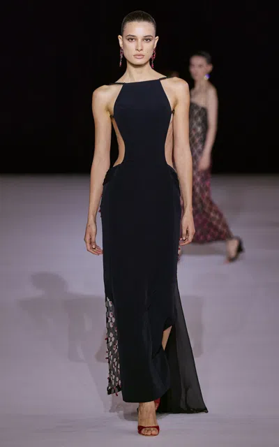 Georges Hobeika Cutout Silk-blend Maxi Dress In Black