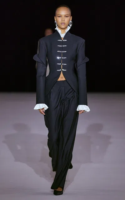 Georges Hobeika Embellished Silk-blend Tailored Jacket In Black,white