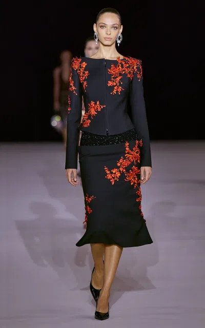 Georges Hobeika Floral Embroidered Silk-blend Jacket In Multi