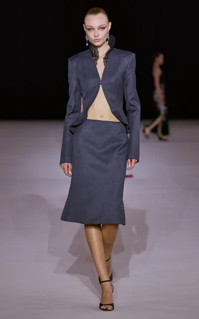 Georges Hobeika Tailored Silk-blend Blazer In Dark Grey