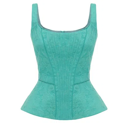 Georgette Aqua Lace Corset Top In Blue