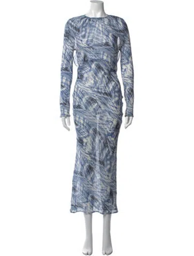 Pre-owned Georgia Alice Tie-dye Print Long Dress In Blue