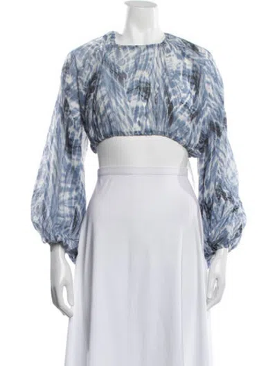 Pre-owned Georgia Alice Tie-dye Print Square Neckline Crop Top In Blue/white