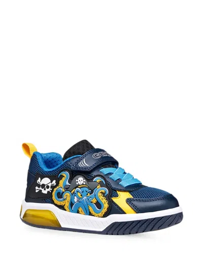 Geox Kids' Inek Octopus-patch Touch-strap Sneakers In Blue