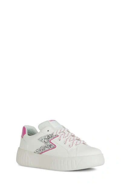 Geox Girls' Mikiroshi Low Top Trainers - Toddler, Little Kid, Big Kid In White/fucsia
