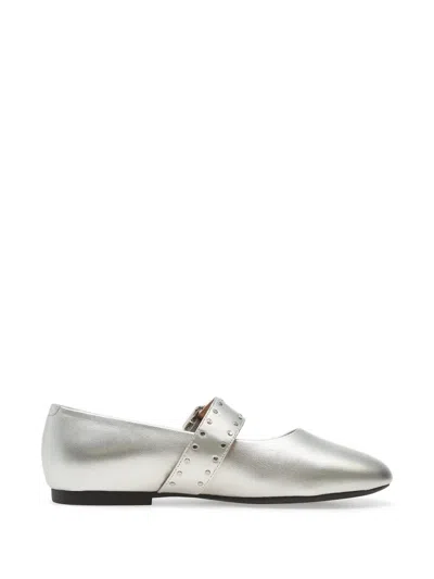 Geox New Palmaria Stud-embellished Ballet Flats In Silver