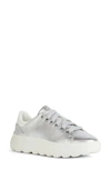 Geox Spherica Platform Sneaker In Silver/ Optic White