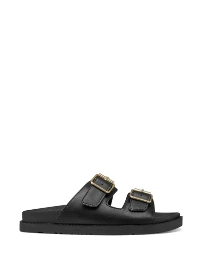 Geox Stud-embellished Buckle-fastening Sandals In Black