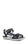 Geox Vega Strappy Sport Sandal In Navy/ Light Green