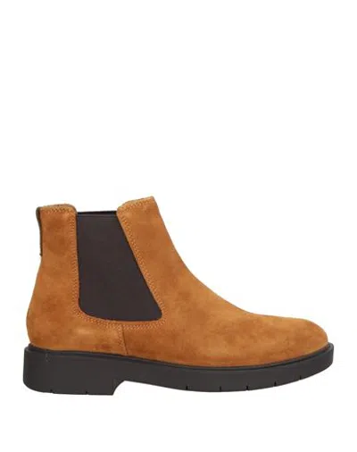 Geox Woman Ankle Boots Tan Size 6 Leather In Brown