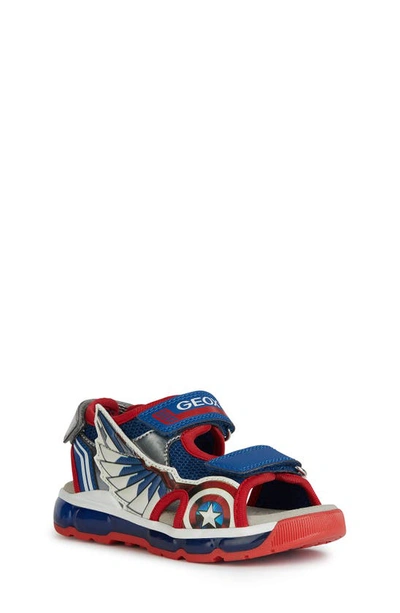Geox X Marvel Kids' Android Light-up Sandal In Blue/ Red