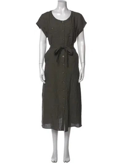 Pre-owned Gerard Darel Linen Midi Length Dress In Green