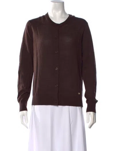 Pre-owned Gerard Darel Merino Wool Open Front Sweater In Brown