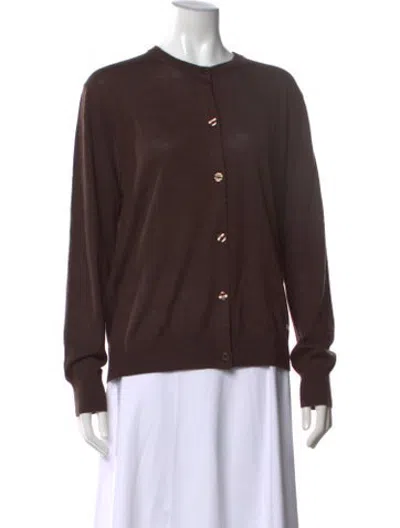Pre-owned Gerard Darel Merino Wool Open Front Sweater W/ Tags In Brown