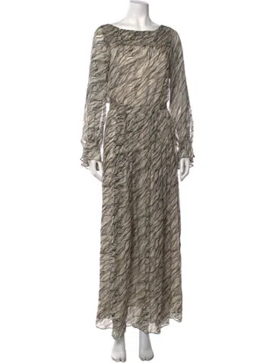 Pre-owned Gerard Darel Printed Long Dress In Neutrals