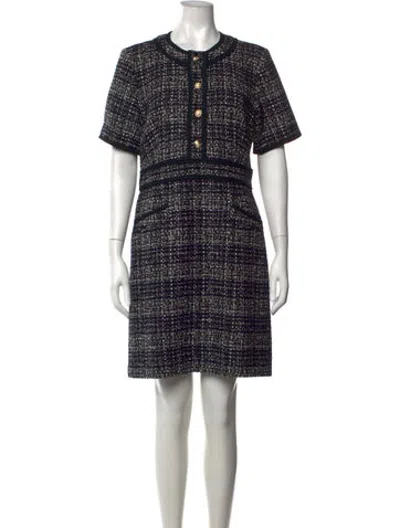 Pre-owned Gerard Darel Tweed Pattern Knee-length Dress In Black