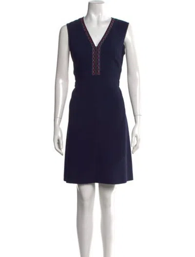 Pre-owned Gerard Darel V-neck Mini Dress In Blue