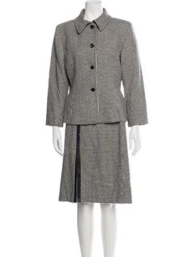 Pre-owned Gerard Darel Wool Houndstooth Print Skirt Suit In Multicolor