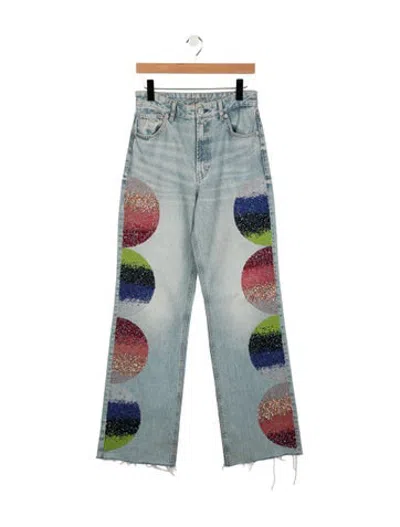 Pre-owned Germanier High-rise Flared Jeans In Blue