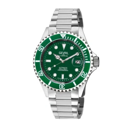 Pre-owned Gevril Men's 4859a Wall Street Sellita Swiss Automatic Green Ceramic Bezel Watch