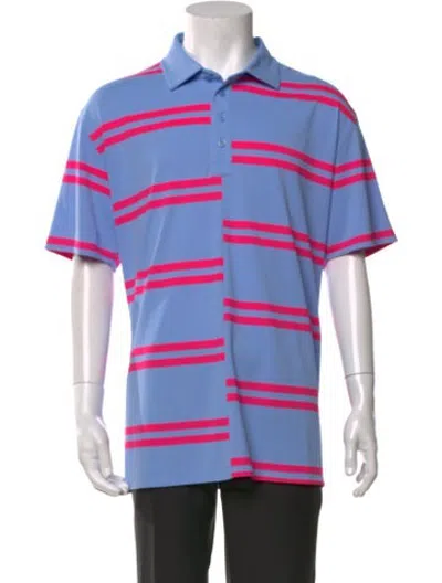 Pre-owned G/fore Striped Collar Polo Shirt In Blue